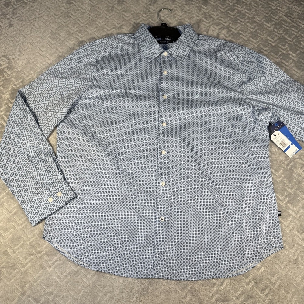 Nautica Men's Shirt Geometric Blue Geo Print Long Sleeve Classic Fit XL NWT